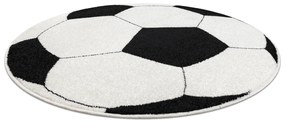 Okrúhly koberec SILVER Futbalová lopta, čierno - biely