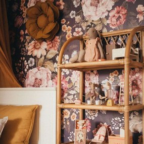 Tapeta kytica kvetov tmavá 280x100 cm