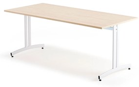 Stôl SANNA, 1800x800x720 mm, biela/breza