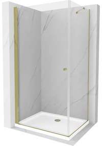 Mexen Pretoria sprchovací kút 80 x 70 cm, priehľadný, zlatý + plochá sprchová vanička-852-080-070-50-00-4010