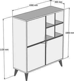 Skrinka Pulse White and Walnut