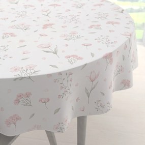 Biante Bavlnený okrúhly obrus Sandra SA-741 Ružové jarné kvety na bielom Ø 50 cm