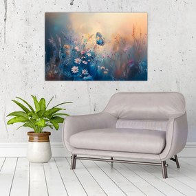 Obraz - Lúka s motýľom (90x60 cm)
