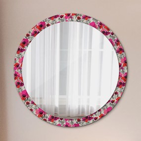 Okrúhle ozdobné zrkadlo Ružové maky fi 100 cm