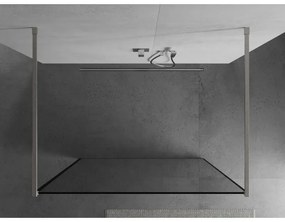 Mexen Kioto, sprchová zástena Walk-In 160 x 200 cm, 8mm sklo čierny vzor, brúsená oceľ profil,  800-160-002-97-70