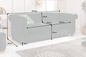 Dizajnová trojsedačka Chesterfield 205 cm zelená