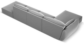 Svetlosivá zamatová rohová pohovka (ľavý roh/s leňoškou) Vanda – Mazzini Sofas