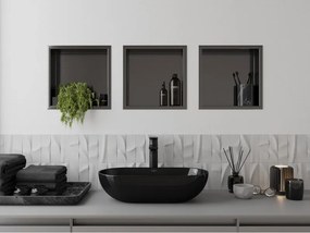 Mexen X-Wall-R, polica na zapustenie s prírubou  30 x 30 cm, grafitová matná - 19E0303010