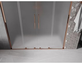 Mexen Velar L Duo, posuvné sprchové dvere do otvoru 200 cm, 8mm sklo námraza, ružové zlato, 871-200-003-32-60