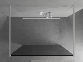 Mexen Kioto, priechodná sprchová zástena 120 x 200 cm, grafit 8 mm, 2x biela stabilizačná rozpera, 800-120-002-20-40