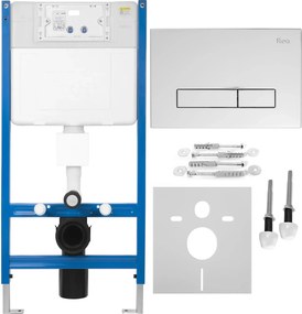 Rea Rea, podomietkový WC systém K011A-Q + chrómové splachovacie tlačidlo typ HD, KPL-E9561