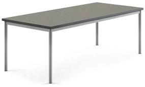Stôl SONITUS, 1800x800x600 mm, linoleum - tmavošedá, strieborná
