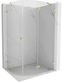 Mexen Lunar, pravý polkruhový sprchový kút 90 x 80 cm, 8mm číre sklo, zlatý matný profil, 833-090P-080L-55-00