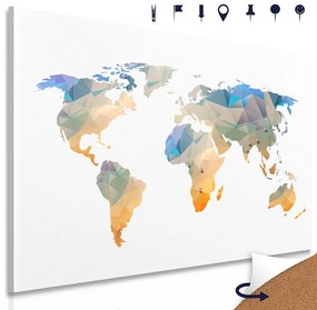 Obraz na korku mapa sveta v štýlovom dizajne