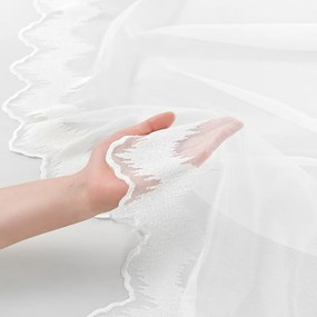 Svetlo smotanová záclona s perleťovo vytkávanou bordúrou cikcak do oblúčka ZAC-025 výška 295 cm Iba metráž