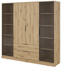 Šatníková skriňa Kelly 4D RD s tyčou 206 cm dub artisan