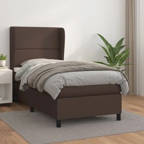 Boxspring posteľ s matracom hnedá 90x200 cm umelá koža 3128952