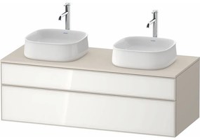 DURAVIT Zencha závesná skrinka pod dve umývadlá na dosku, 2 zásuvky, 1300 x 550 x 442 mm, biela/taupe super matná, ZE4823B64830000