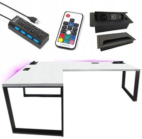 Písací Stôl Roh. Loft Top Biely 240x160x3,6 Model 3