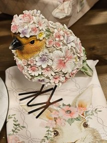 Dekoratívna soška vtáčika posiateho kvetinami - 11*17*18 cm