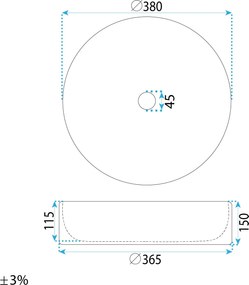 Rea Duo, umývadlo na dosku 380x380x145 mm, biela lesklá, REA-U3602
