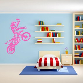 Veselá Stena Samolepka Freestyle Motocross Farba: růžová, Veľkosť: 100 x 74 cm