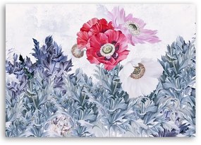 Obraz na plátně, Malované máky v zahradě - 60x40 cm