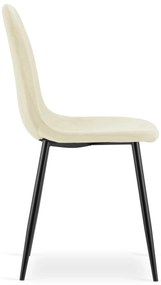 Béžová zamatová stolička COMO s čiernymi nohami