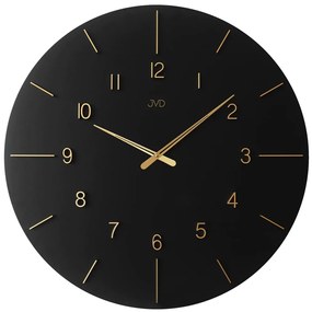 XXL dizajnové drevené hodiny JVD HC701.2 – čierne so zlatými číslami, priemer 70 cm