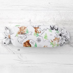 Biante Vankúš valec bonbon Sandra SA-546 Zvieratá sveta na bielom 15x40 cm