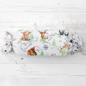 Biante Vankúš valec bonbon Sandra SA-546 Zvieratá sveta na bielom 15x60 cm