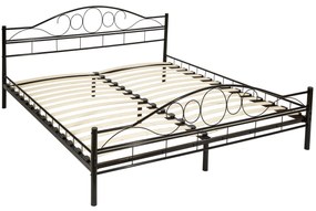 tectake 404516 kovová posteľ dvojlôžková romance vrátane lamelových roštov - 200 x 180 cm, čierna/čierna