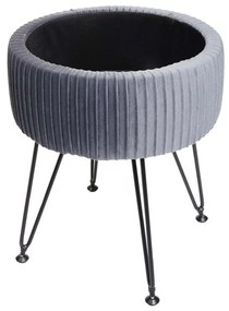 Taburetka s úložným priestorom K47- zamat, v45 x Ø35 cm - Sivá