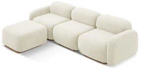 Krémovobiela modulárna rohová pohovka z textílie buklé Ailani – Makamii