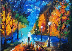 Sklenený obraz - Milenci, Pointilizmus (70x50 cm)