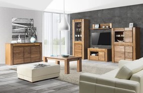 Komoda Velvet II 49 201 cm z masivu s LED osvětlením dub Rustikal