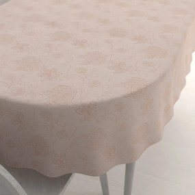 Biante Teflónový oválny obrus TF-129 Hnedé kvetované ornamenty na sivobéžovom 60x100 cm