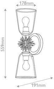 Quoizel STARING-2WB-DG-CLEAR - Nástenné svietidlo STARING 2xE27/40W/230V medené