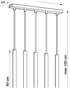 Čierne závesné svietidlo Sollux Fideus, dĺžka 45 cm