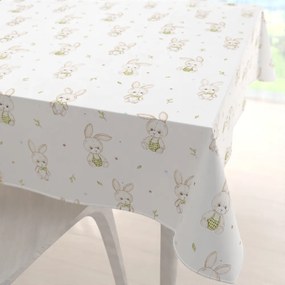 Biante Detský bavlnený štvorcový obrus Sandra SA-401 Zajačiky na bielom 150x150 cm