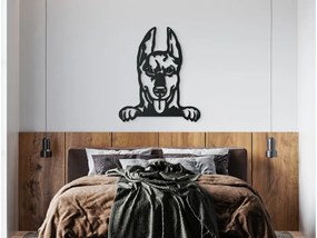 drevko Drevený obraz na stenu Doberman Rozmer obrazu: 44,5 x 38,5 cm, Farba dekorácie: Čierna