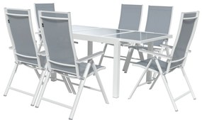 Livarno home Hliníkový záhradný rozkladací stôl Houston + Hliníkové kreslo Houston s vysokým operadlom, 6 kusov  (800008266)