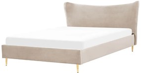 Zamatová posteľ 160 x 200 cm sivohnedá CHALEIX Beliani