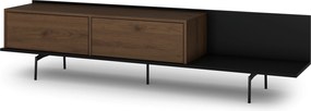 RTV skrinka Zenar 200 cm s kovovými nohami - elegantný orech / čierny