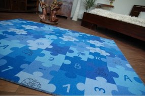 Detský koberec PUZZLE modrý