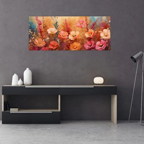 Obraz - Lúčne kvety, maľba (120x50 cm)