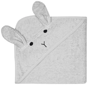 Sivá bavlnená detská osuška s kapucňou 76x76 cm Rabbit – Kindsgut