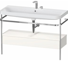 DURAVIT Happy D.2 Plus c-shaped kovový stojací podstavec s nábytkovým umývadlom s dvomi otvormi, 1 zásuvka, 1175 x 490 x 850 mm, chróm/biela vysoký lesk, HP4844E22220000