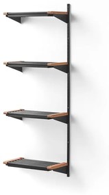 Regál na topánky JEPPE so 4 policami, prídavná sekcia, 1790x600x310 mm, tmavošedá/dub