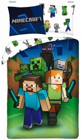 DETSKÉ BAVLNENÉ OBLIEČKY MINECRAFT 160X200 CM, 1KS 70X80 CM VZOROVANÉ